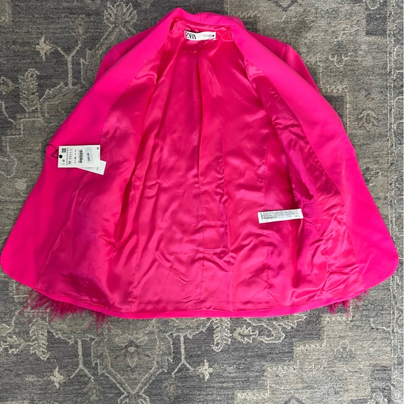Zara Sold Out Blogger Pink Feather Blazer - NEW - Picture 8 of 8